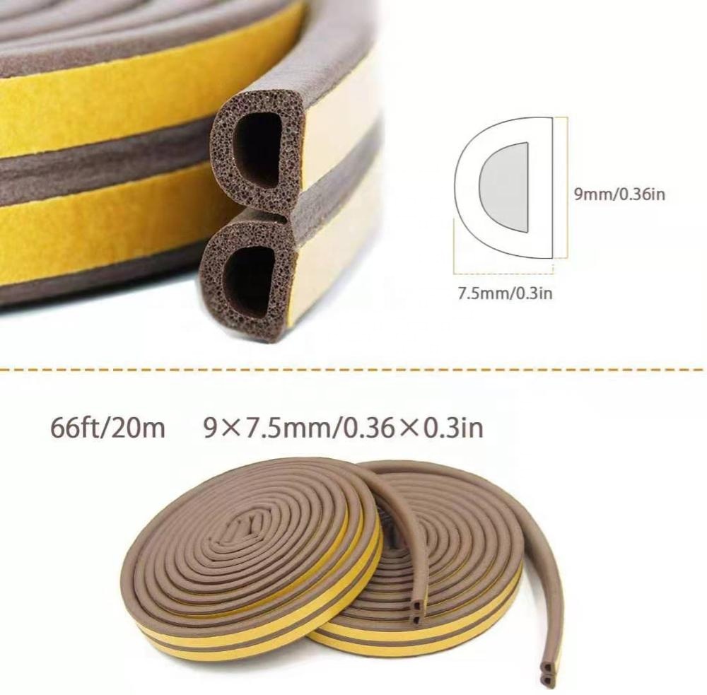Door Seal D-Type Strip Weather Stripping for Self Adhesive Foam Doors and Windows