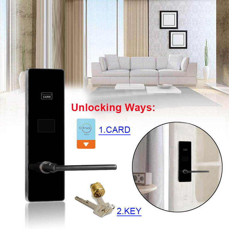 Hotel 3KG Hotel Intelligent Door Lock 75mm Item Gun Black