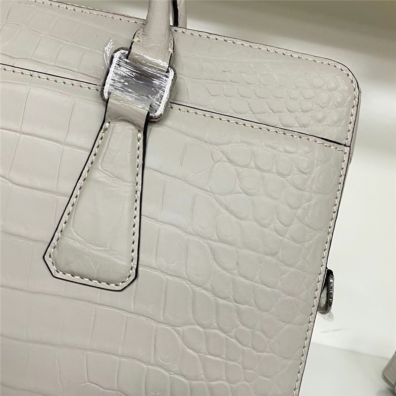 Authentic Crocodile Belly Skin Matt Finish Nude Color Male Briefcase Genuine Alligator Leather Businessmen Working Totes