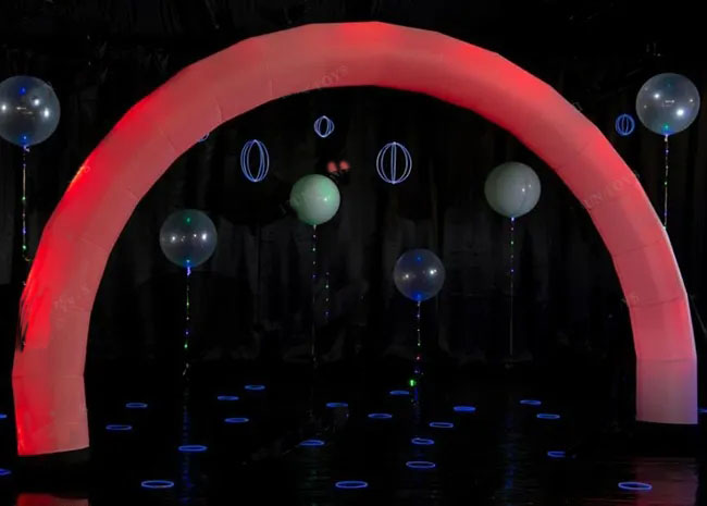 inflatable outdoor white color arch with RGB led lights for event advertising inflatable lighting rainbow led arches