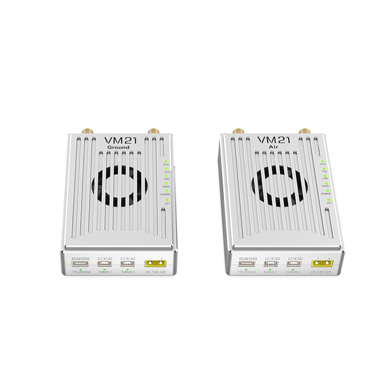 VM21 Video&Data&RC link supports three frequency bands and can transmit 10km Ground-to-Air with Mesh networking.