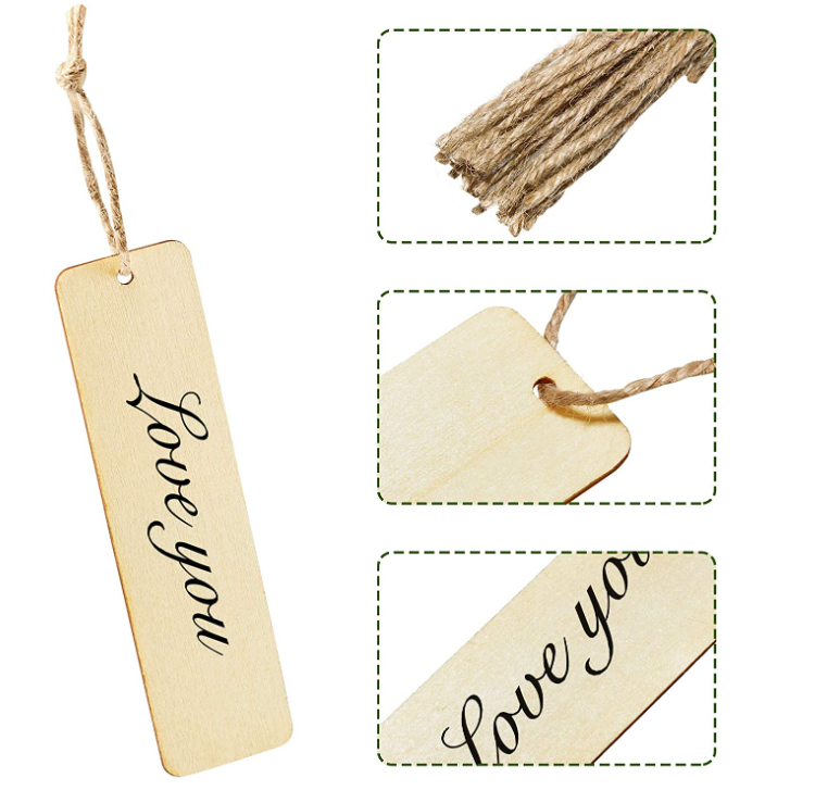 Customize Wood Blank Bookmarks DIY Wooden Craft Bookmark Unfinished Wood Hanging Tags Rectangle Shape Blank Bookmark Ornaments