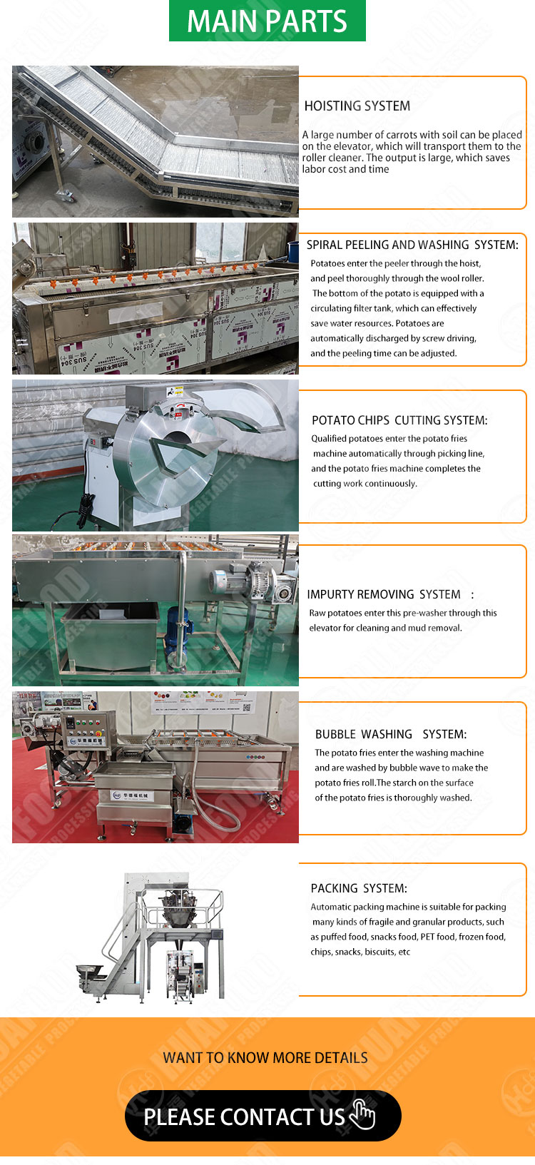 Customized Potato Processing Machine Fryed Crisp Potato Finger Chips Production Line