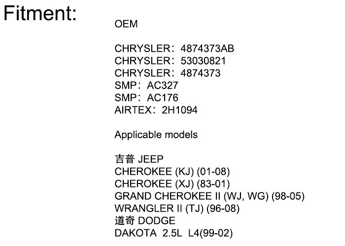 JS.Businessidle air control valve for Jeep Grand Cherokee WJ & for Jeep Cherokee XJ & for Jeep Wrangler TJ 1998 4874373A