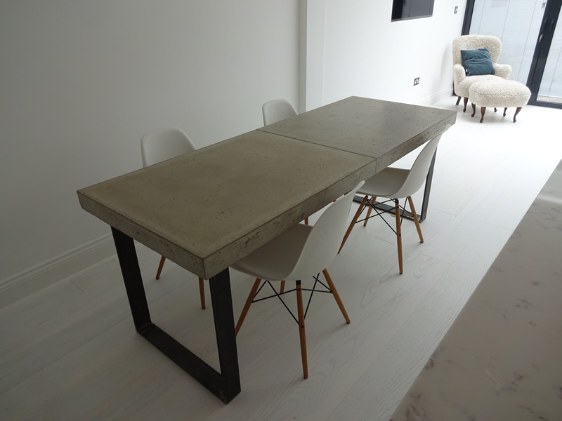 Rectangular Kitchen Chair Set Concrete GRC Dining Table With Bench