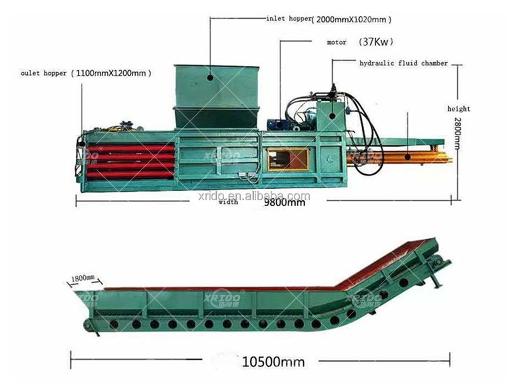 120T Automatic Horizontal Baler Hyd Cotton Compactor For Waste Plastic Bottles