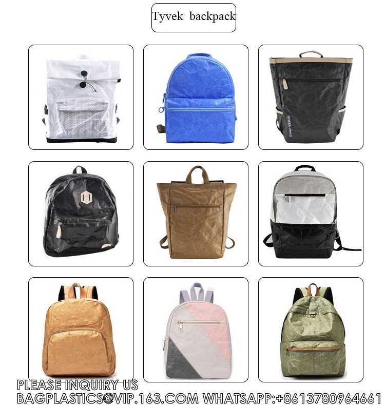 OEM Washable Recycled Kraft Dupont Paper Zip Lock Tyvek Tote Bags customised single shoulder tote shopping handbags