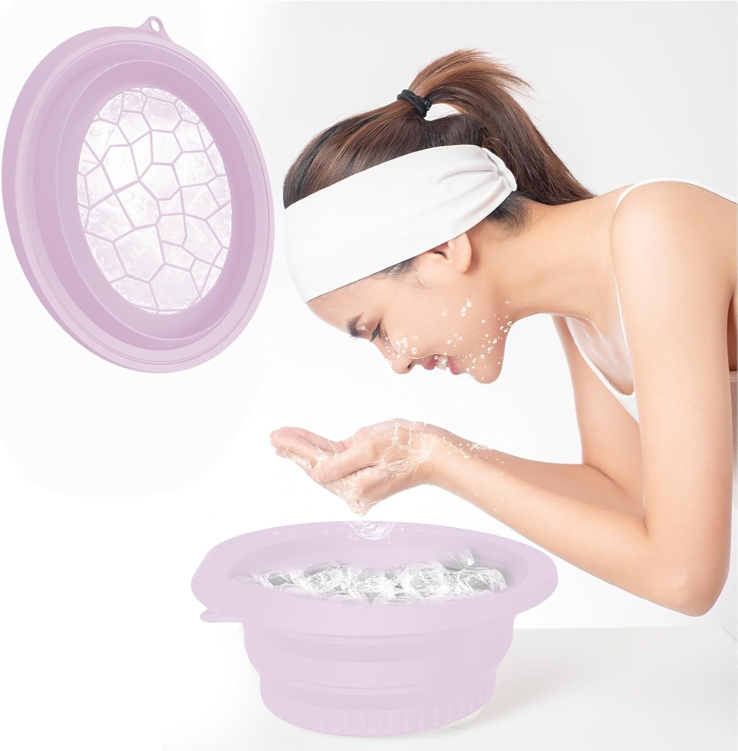 Space-Saving Silicone Foldable Ice Bowl - Multi-Purpose Cold/Hot Therapy for Face & Beauty Treatments Perfect for Ice Facial Massage & Makeup Removal