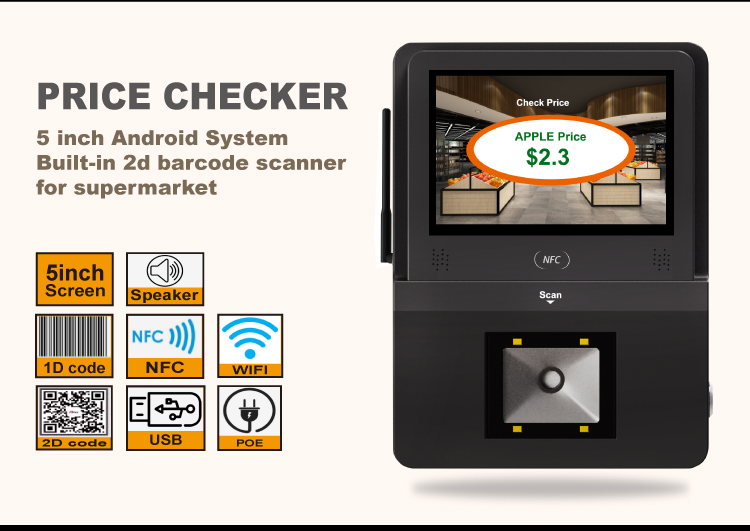 Customized Logo Supermarket Checker 5inch Android OS POE Touch Screen Self-Checking Kiosk