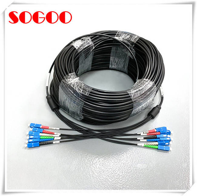 Armored Waterproof Fiber Optic Cable Duplex LC OM3 OM4 LC / UPC For Outdoor