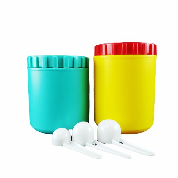 HDPE Cylinder Empty Plastic Powder Containers Straight Plastic Canister Jar 500g