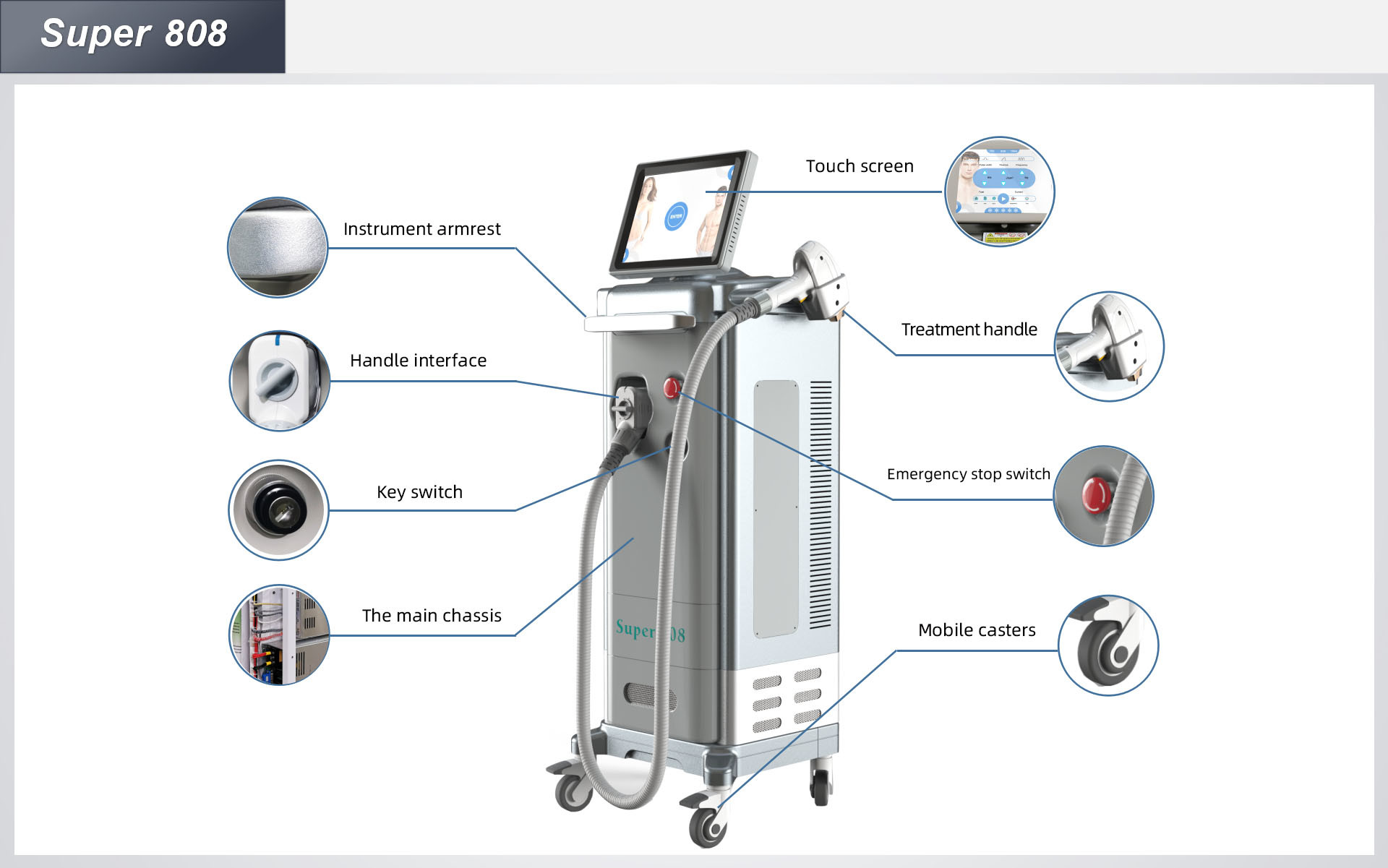 808nm 1064nm Commercial Laser Hair Removal Machine 755nm