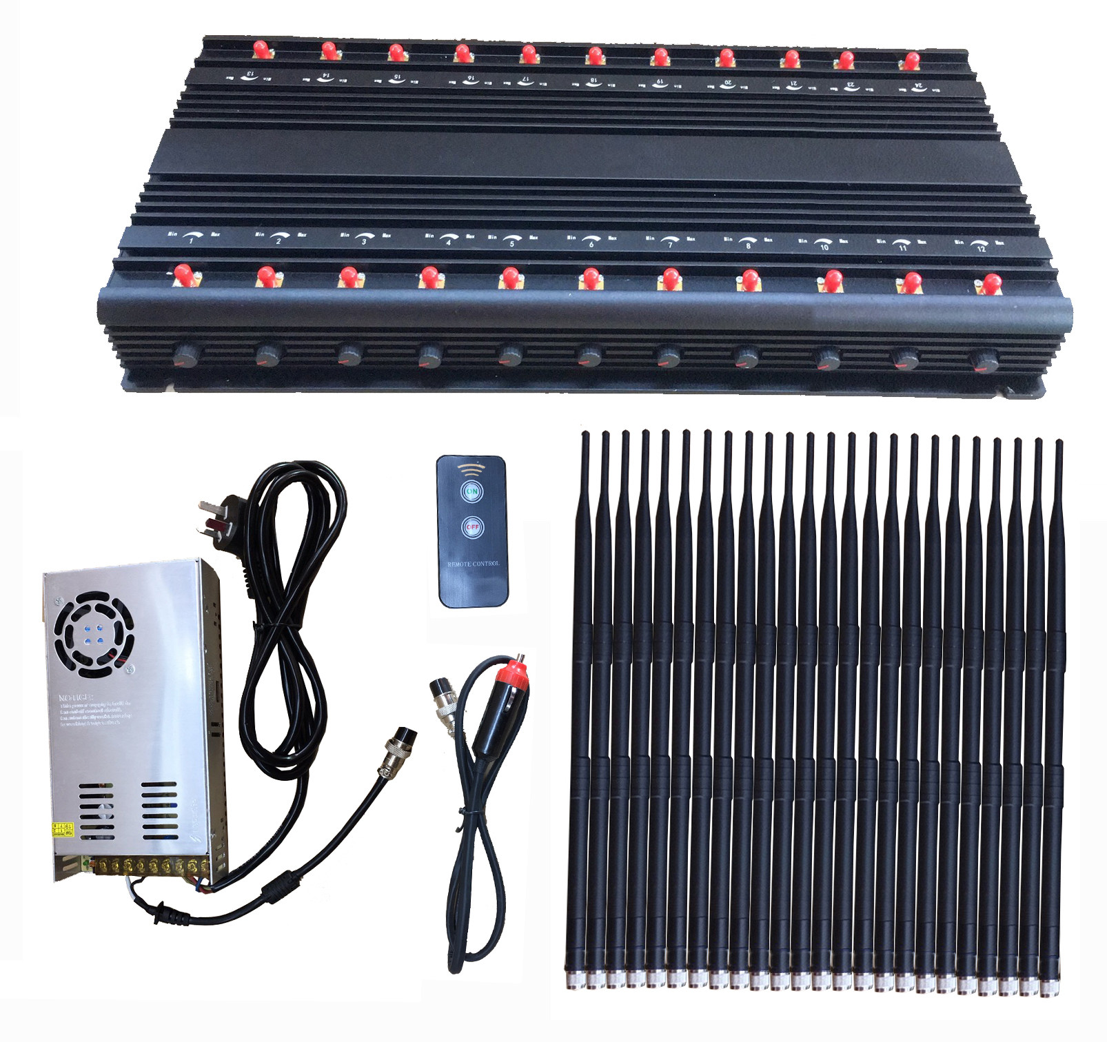Indoor Remote Control Mobile Phone Signal Jammer Radius 40m 22 Omnidirectional Antennas