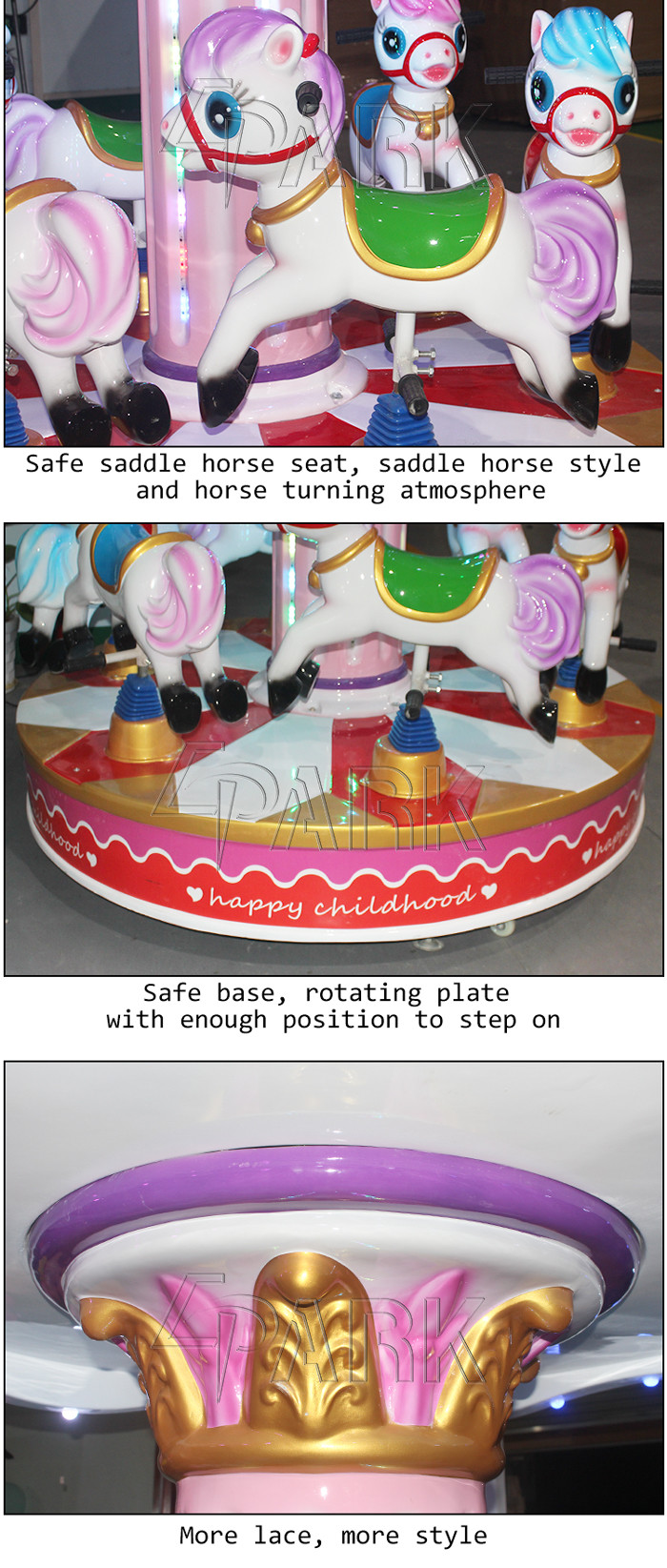 Amusement Kiddie Ride Carousel Easy Moved Merry - Go - Round With Led Lights