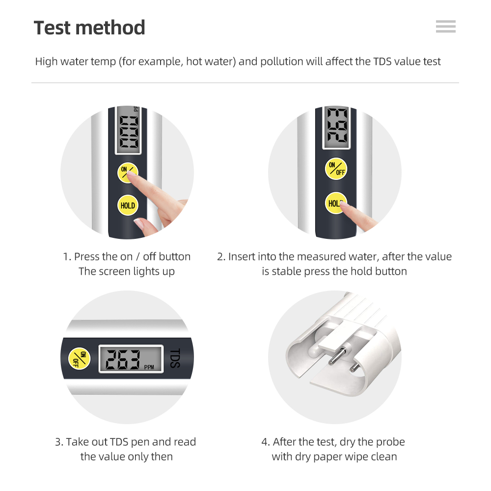 Digital TDS Meter for Drinking Water Swimming Pool Aquariums Measuring Range 0-9999ppm