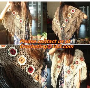 China Hand Knitted Poncho, Brown Scarf,Wool Knit, poncho wrap, Green Free Knitting Crochet Woman on sale