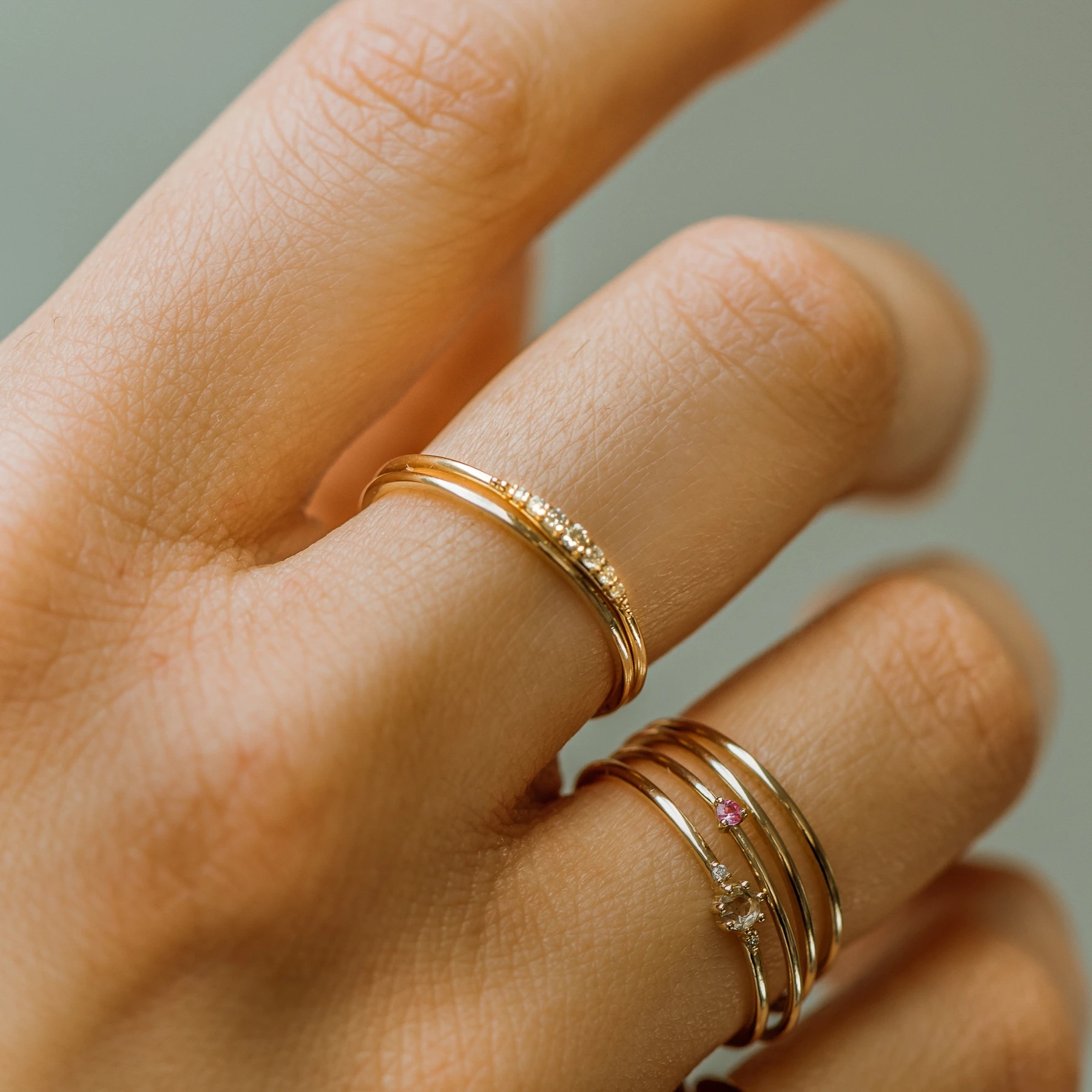 Simply 14K Gold Plated Handmade Stacking Thin 925 Sterling Silver Rings