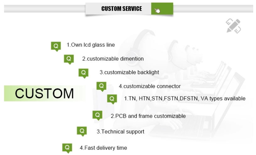 6 O'Clock STN HTN VA TN FSTN Lcd Display COG LCM Custom Size