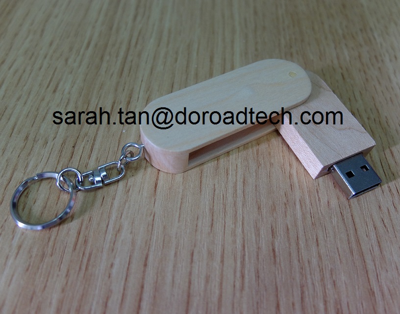 Ratation Wooden USB Flash Drive Swivel Wood USB Pen Drive