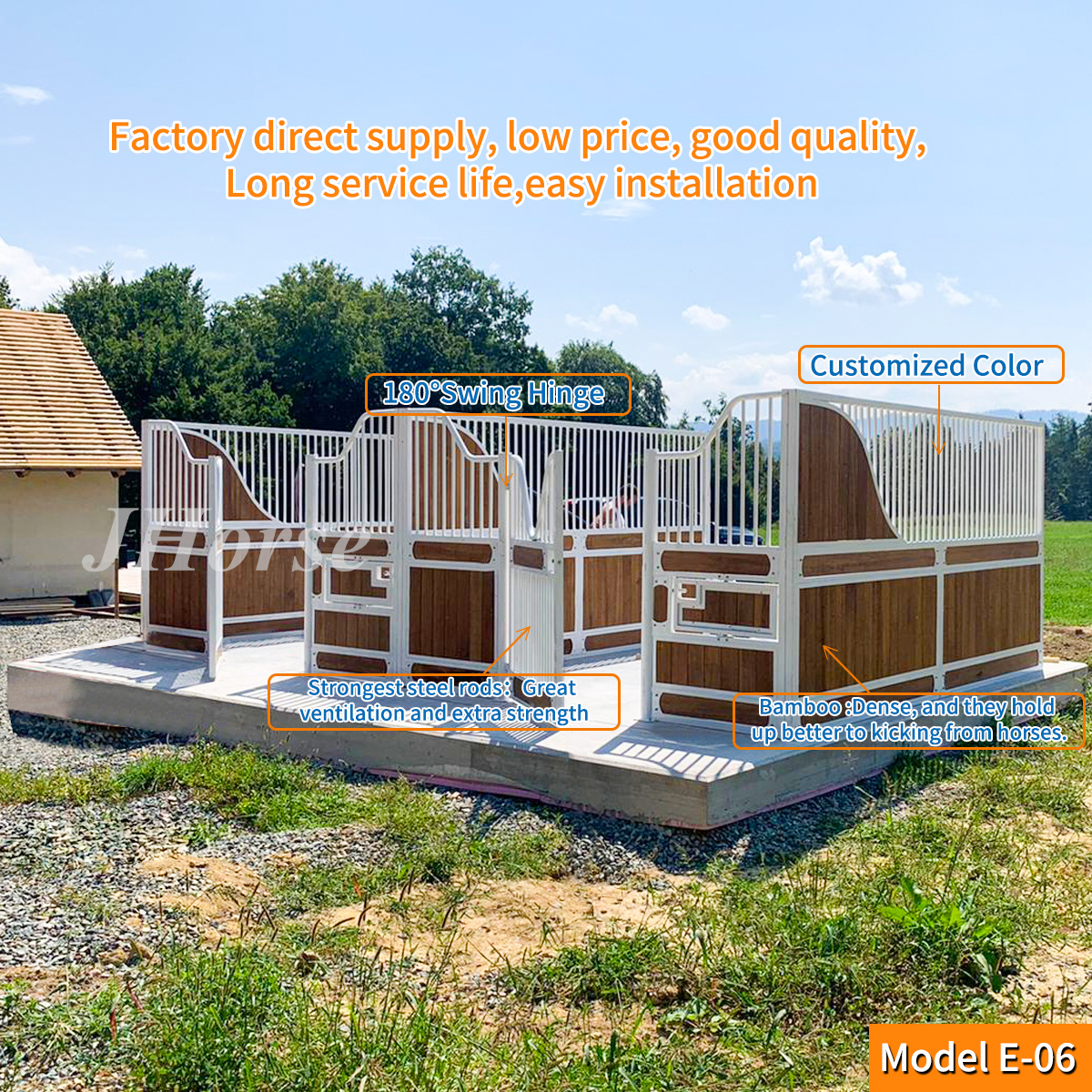 3.6m Heavy Duty Powder Coating Horse Stall Fronts With Accessories