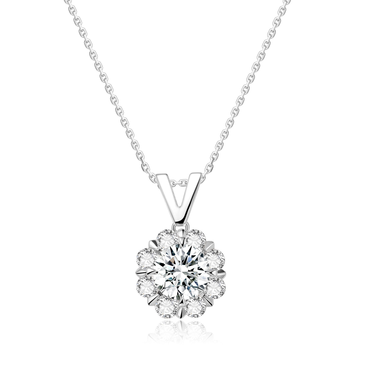 Classic Design 18k Gold Lab-Grown Diamond Pendant White Diamond Jewelry Daily Style