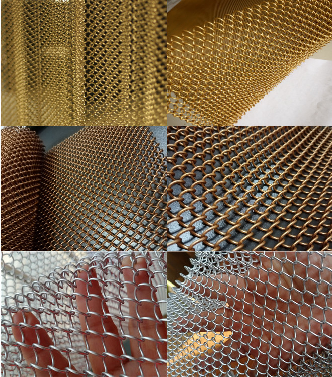 Silver Aluminium Coil Metal Mesh Drapery 1.2x8x8mm As Window Screen Curtains