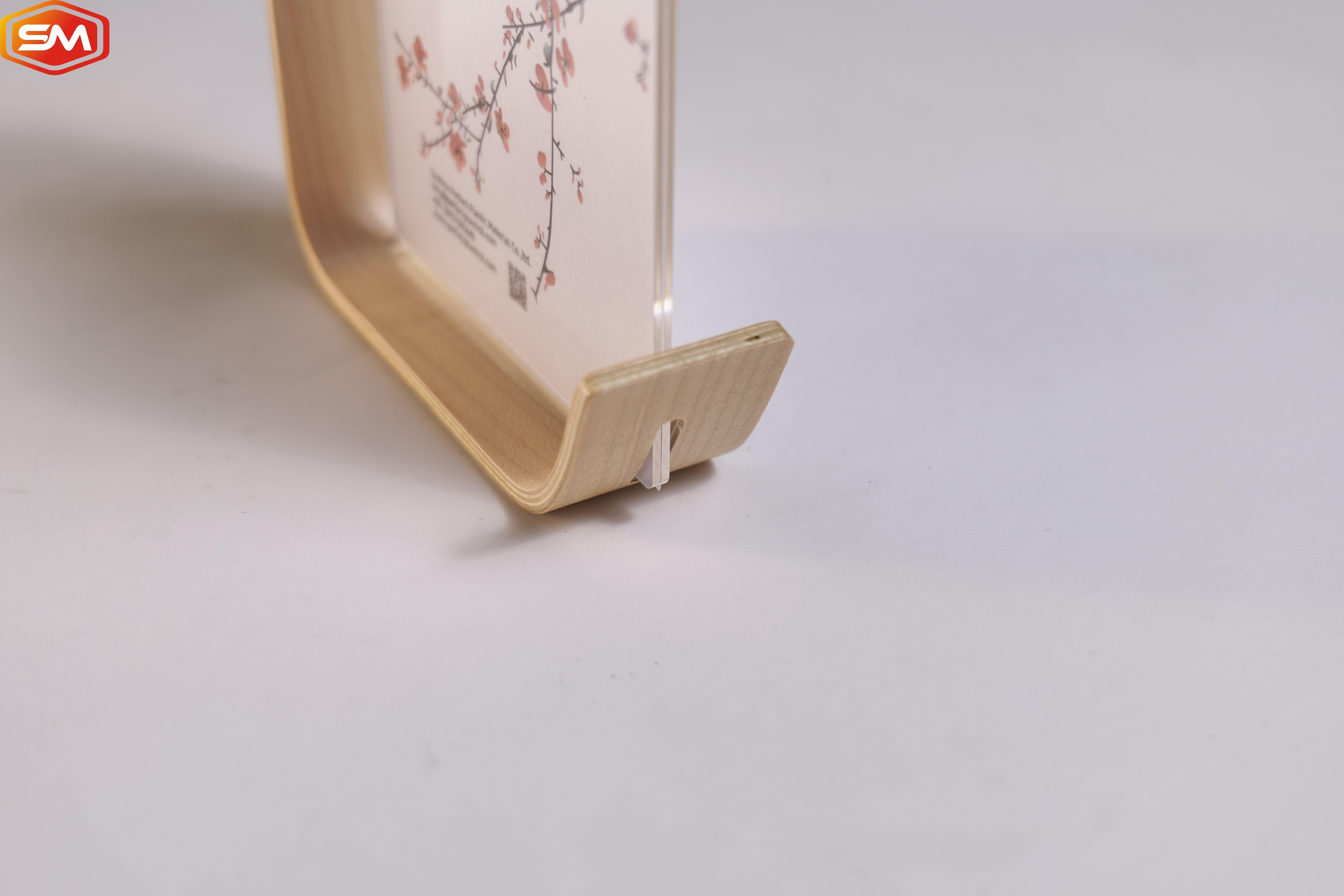 New Product Clear L Shape Acrylic Photo Picture Frame with Wood Base Advertising Poster