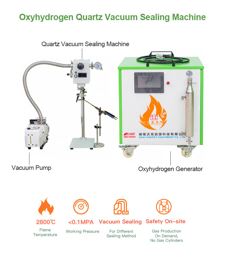Oxyhydrogen Rotary Quartz Vacuum Sealing Machine 0-1000L/H