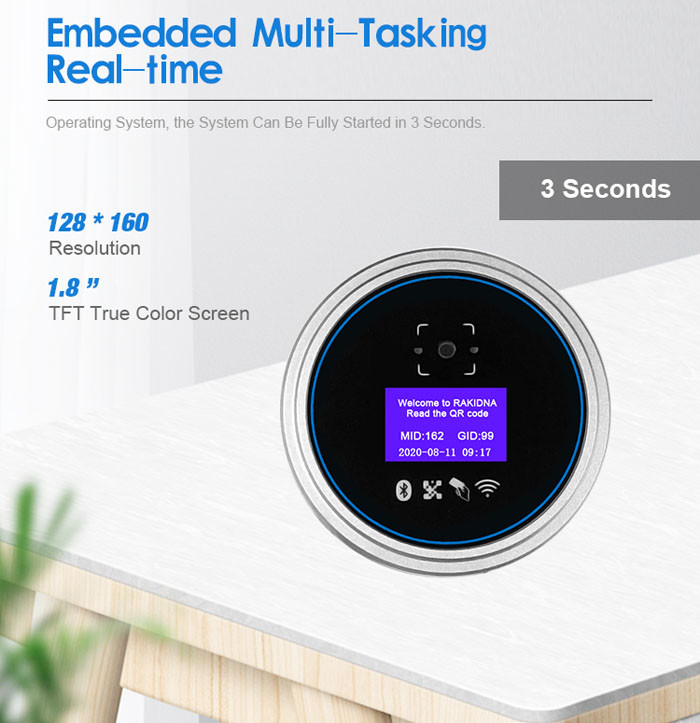 Wifi Bluetooth TFT Indoor Outdoor MIFARE ISO1443A Or ISO1443B QR Scanner HTTP UDP TCP RJ45 Access Control System