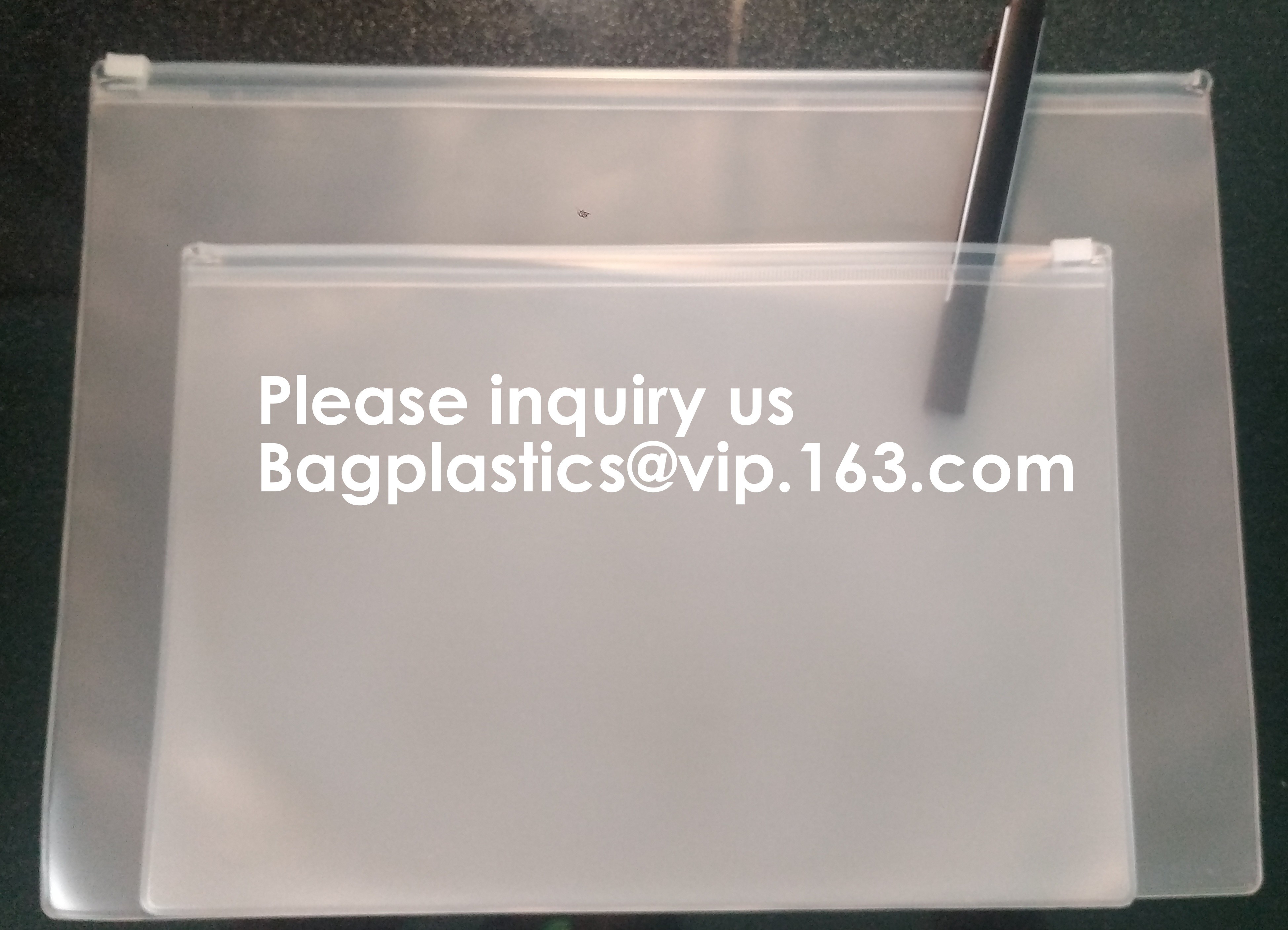 Metal Slider Office File Folder Mesh Clear PVC Zip Lock Document Bag,Folder File Wallet Zipped Lock Document Bag pack