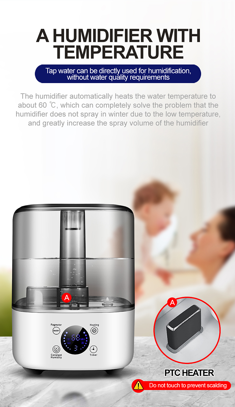 Top Filling 5L Room Humidifier Cool Warm Mist Humidifier UV Sterilize