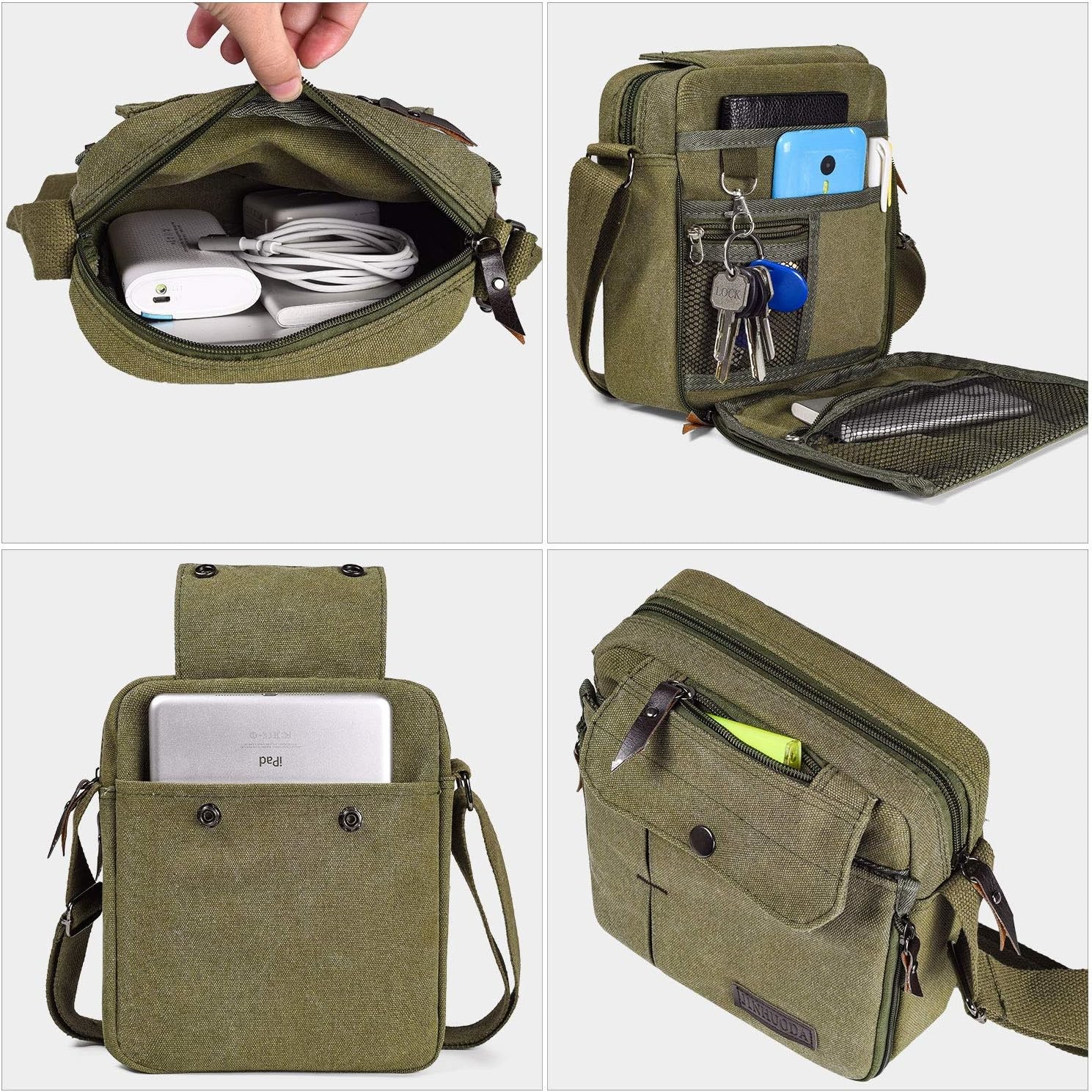 Outdoor Military Canvas Storage Bag, Men'S Canvas Small Messenger Bag Casual Shoulder Bag Chest Bag Travel Carry Bag
