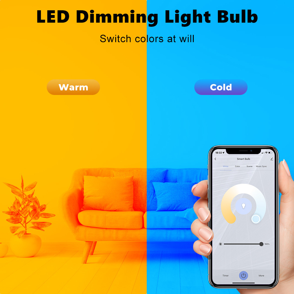 Smart Bulb RGBCW 5W Dimmable Lamps Remote control Work with Alexa Google Home Tuya GU10 WiFi Smart Light LED Bulbs