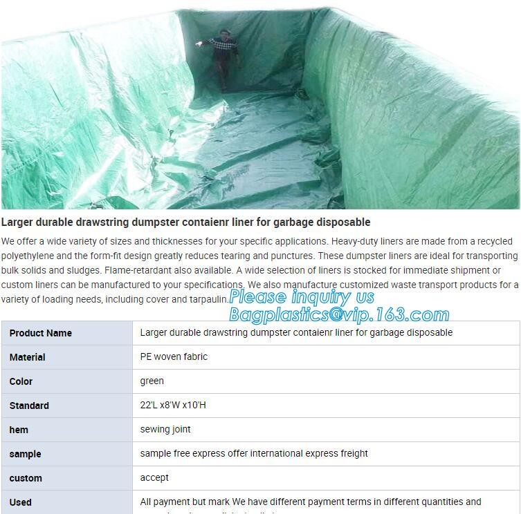 Open Top Drawstring 10 Mil Dumpster Container Liners,Drawstring Open Top 6 Mil Dumpster Container Liners, BAGEASE PAC