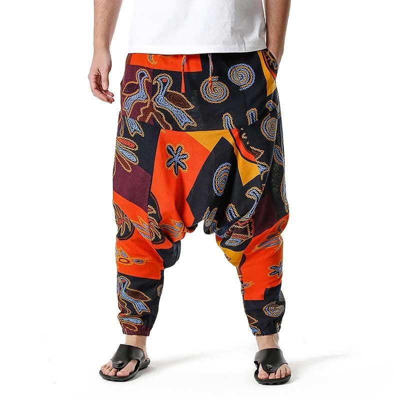 Sublimation Printed Drop Crotch Sweatpants Baggy French Terry Sportswear Oversized Fashion