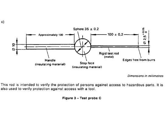 IP3​X IEC61032 Figure 3 Test Rod Probe C IEC Test Equipment