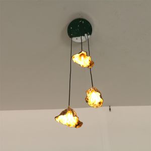 China Dewaxed Copper Lotus Leaf Chandelier Creative Indoor Chandelier on sale