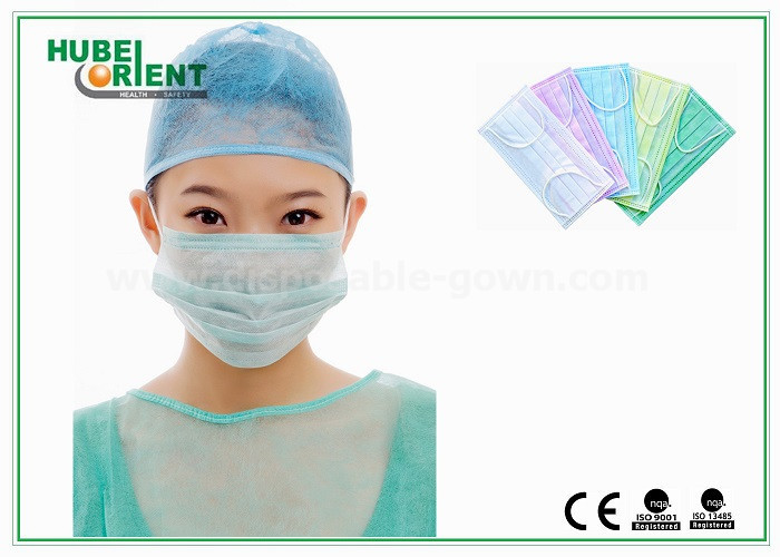 For Food Process Non-woven Disposable Face Mask With Earloop With ISO13485 / ISO9001 Approved