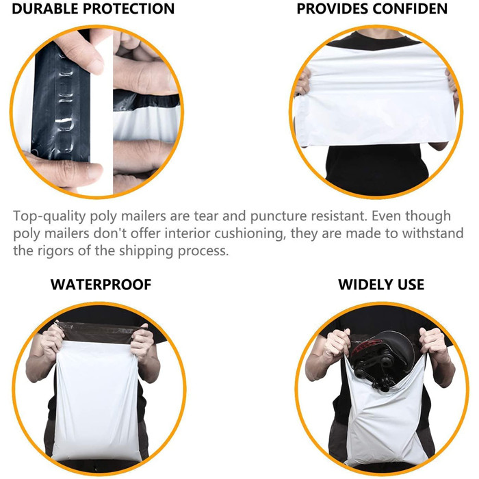 2.5 Mil Envelopes Shipping Bags With Self Sealing Strip , White Poly Mailers