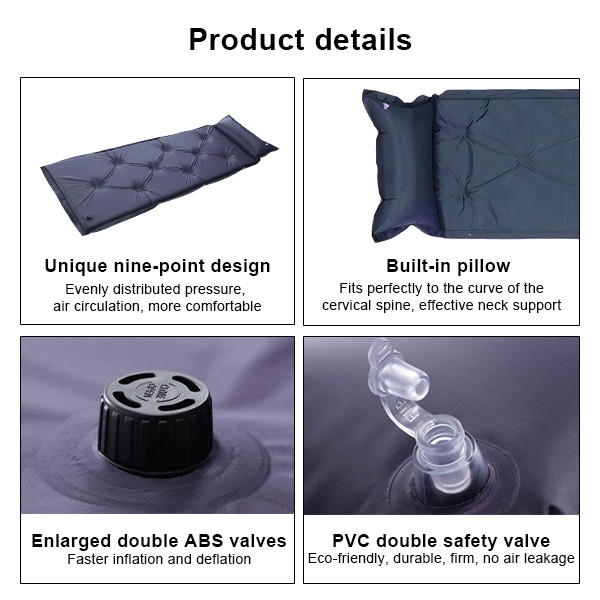 PVC Self Inflating Sleeping Pad 0.90kg Outdoor Inflatable Mattress For Camping