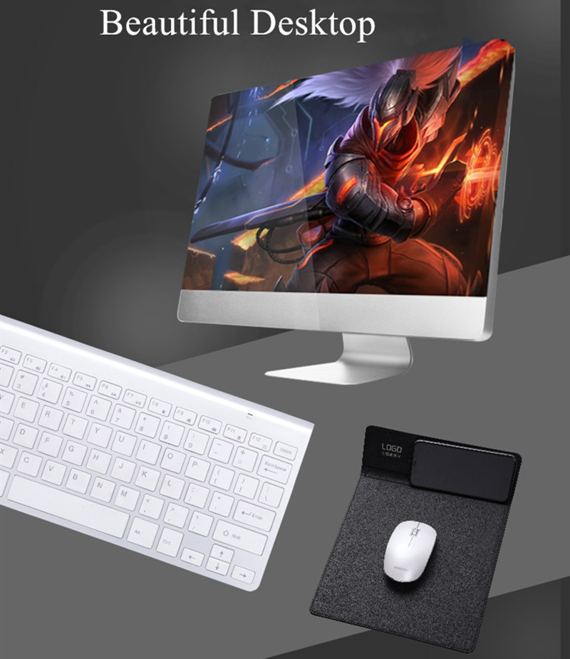 Magnetic PU Leather Wireless Charging Mousepad Desk Keyboard Mat
