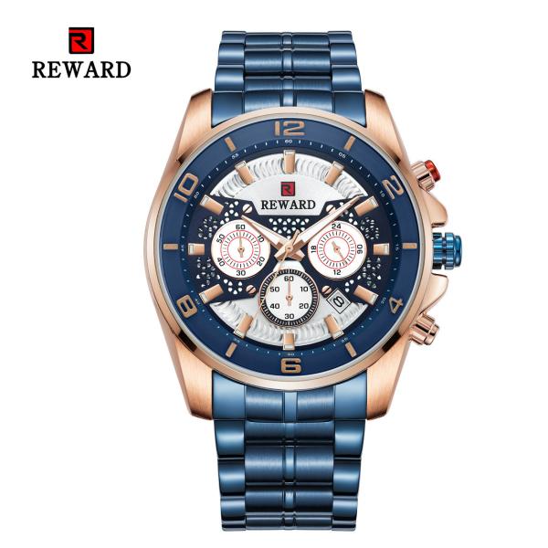 REWARD Quartz Mens Stainless Steel Watches , Analog Sports Wrist Watch Alloy