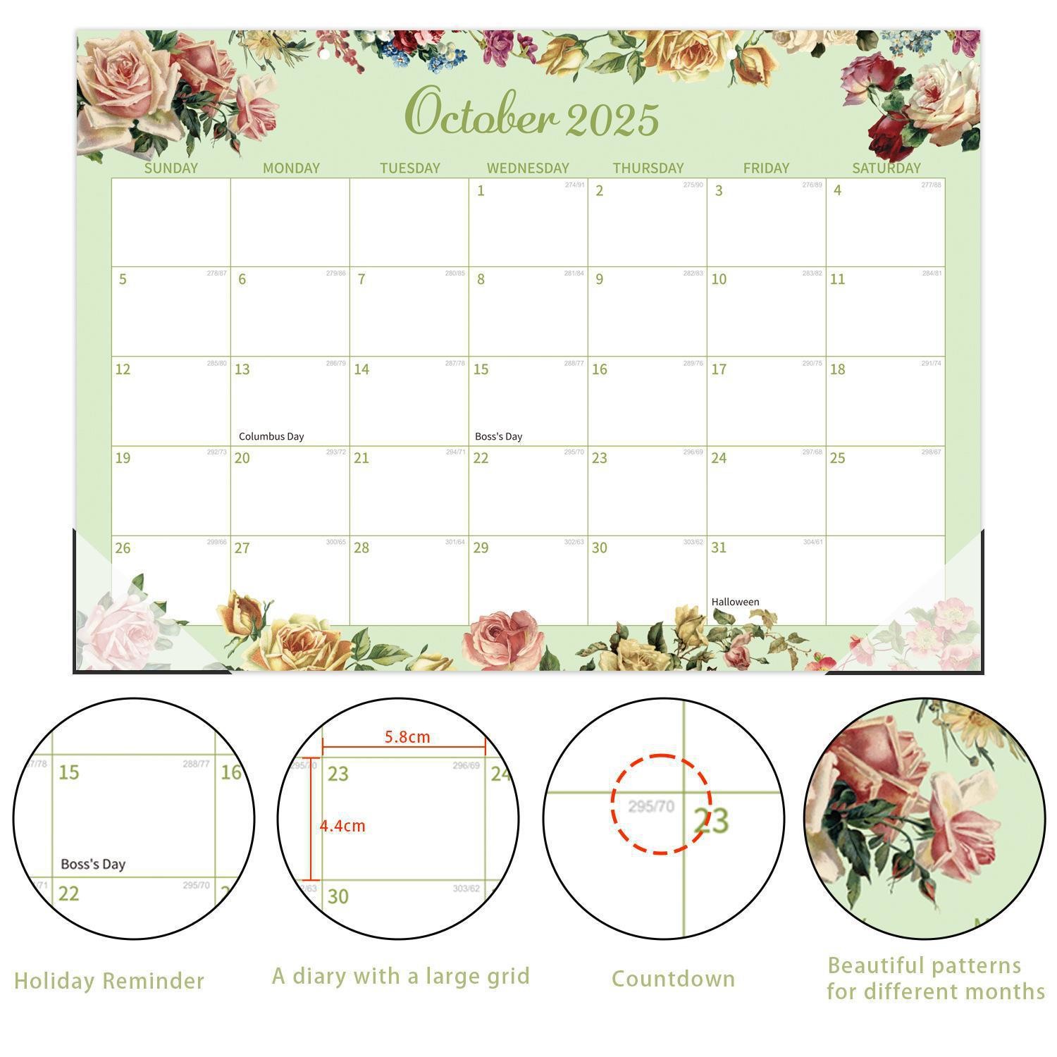 Spiral Bound Custom Wall Calendar With Holiday / Seasonal Theme And Full Color Printing