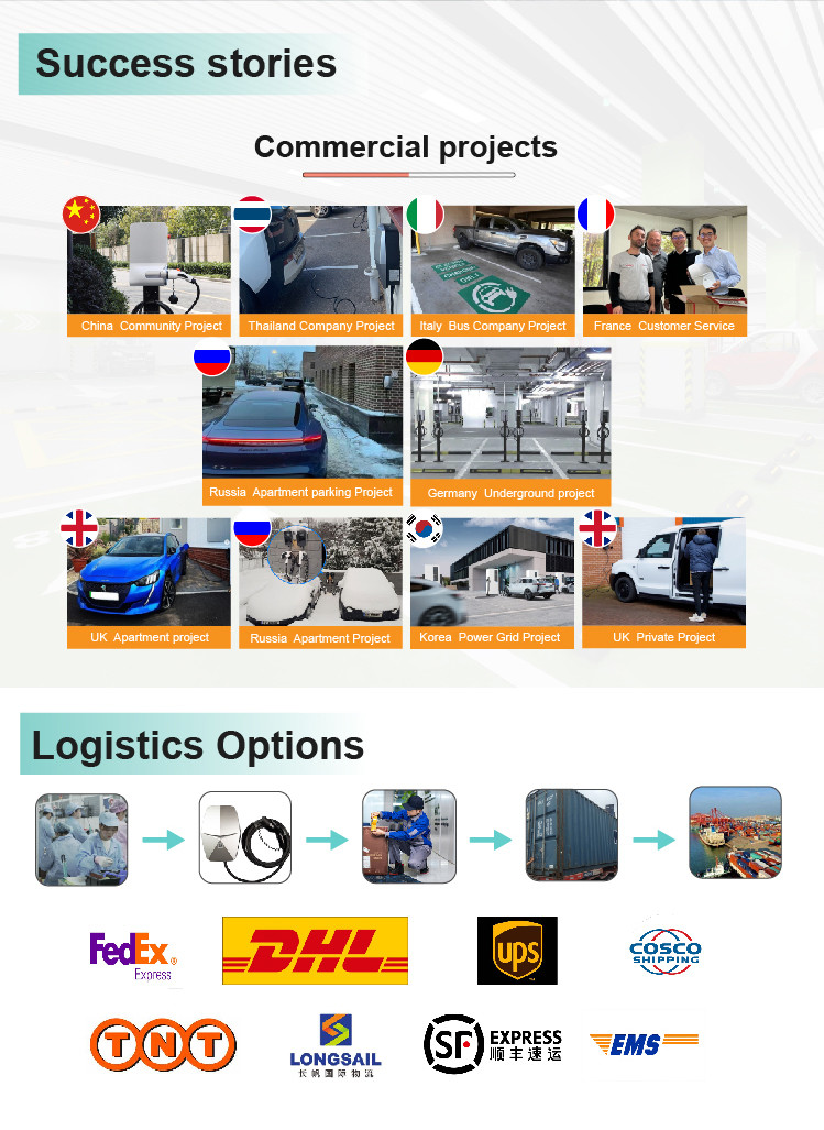 Wifi / RFID / APP optional 5m Cable Wallbox Ev Charger SAE J1772 / IEC62196 Ev Charger Station