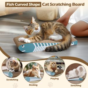 Cat Scratching Board 2 Pack, Curved Scratcher Cardboard, Double-Sided Pad for