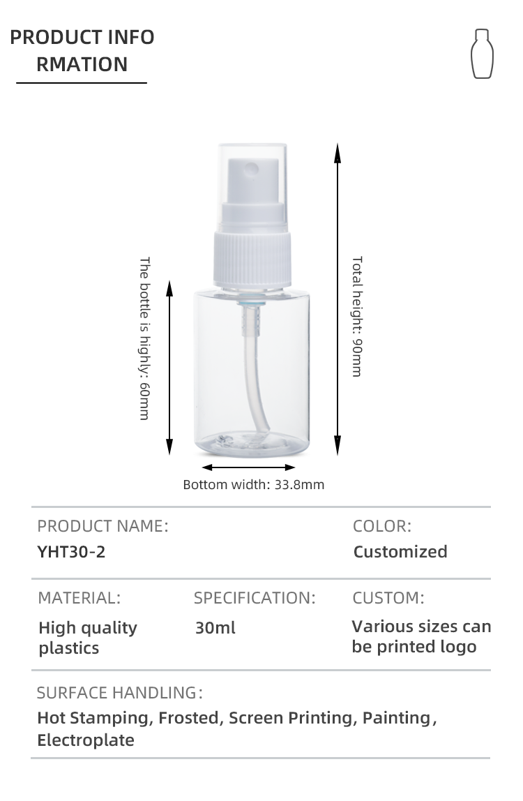 30ml 60ml Plastic Packaging Bottles Clear PET Protects Against UV Rays