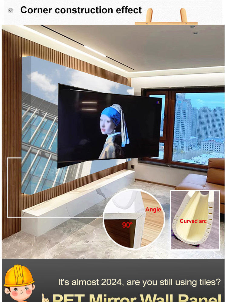 Environment Friendly Interior Bamboo Charcoal Mirror Wall Panels PVC Mirror Wood Veneer