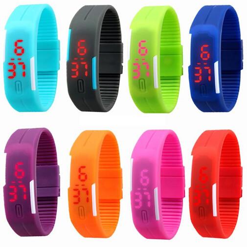 Ultra Thin Sport Digital Led Bracelet Watches In Hard PU Material, Customized