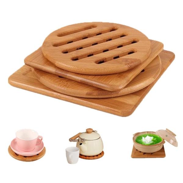 High Durability Bamboo Office Supplies Bamboo Coaster Coaster Holder Easy