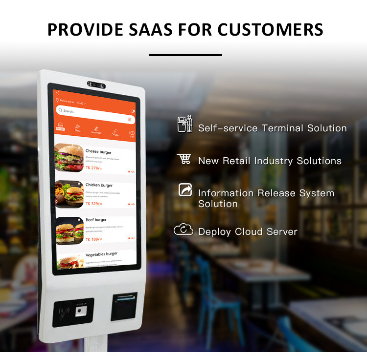 Wall Mounting LCD Screen Kiosk 21.5 Inch Self Service Payment For Restaurant